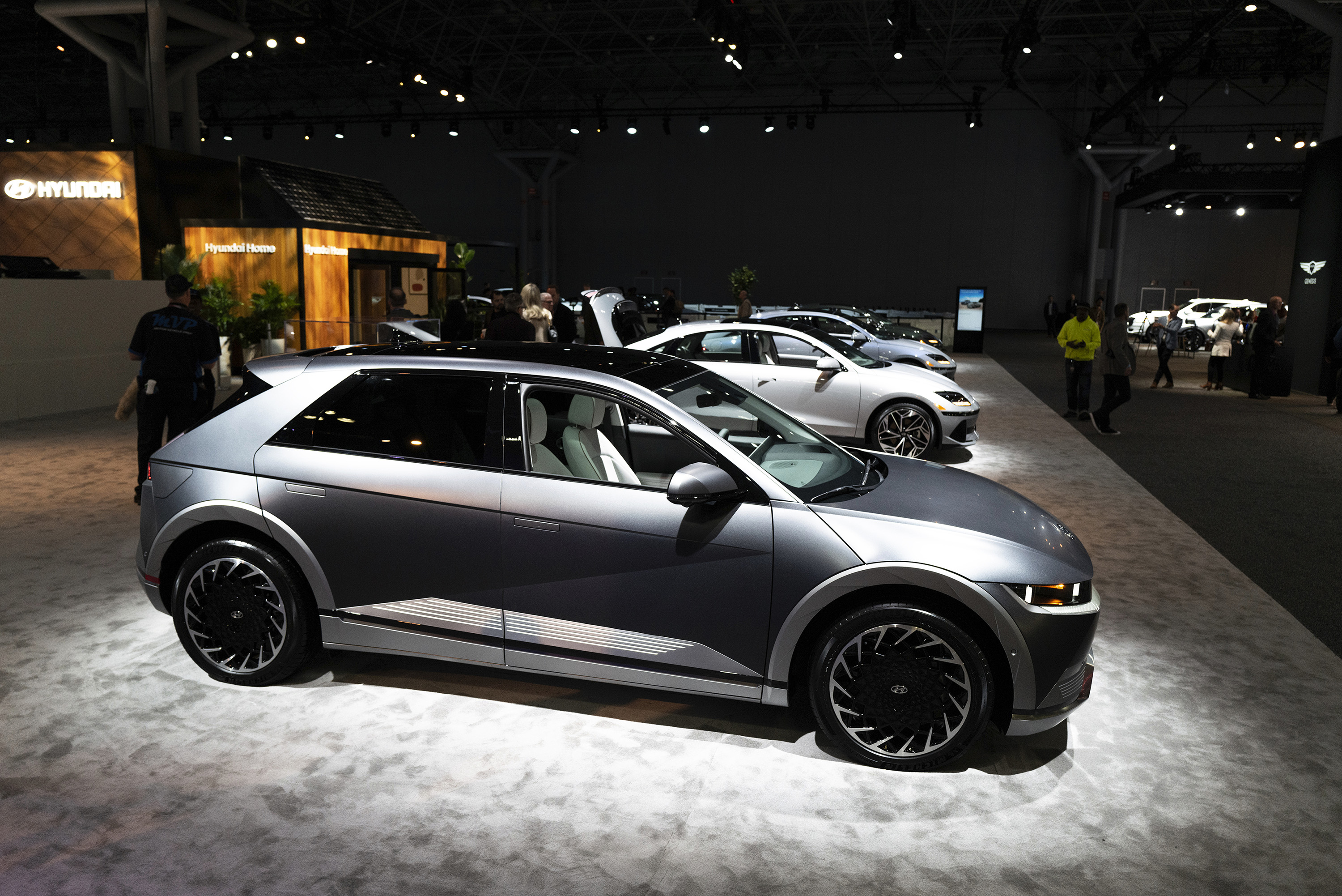 The Hyundai IONIC 5 is displayed at the New York International Auto Show in New York on Wednesday, April 5, 2023.