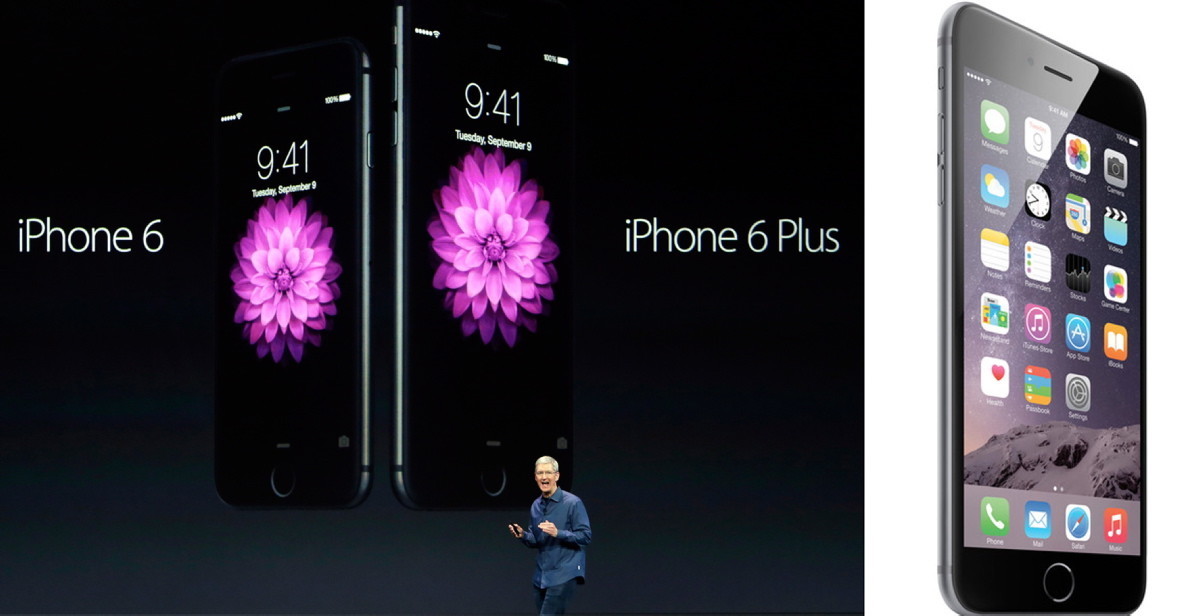 For the second year in a row, Apple unveiled two phones at the same time, the iPhone 6 and 6 Plus. Both phones featured rounded edges, the first time that style was seen on the iPhone since 2009. While the 6 boasted a 4.7 inch screen, the massive 6 Plus featured the biggest screen on the iPhone yet, a 5.5 inch. Apple CEO talks about the phones on stage during the event in Cupertino, California on Sept. 9, 2014.