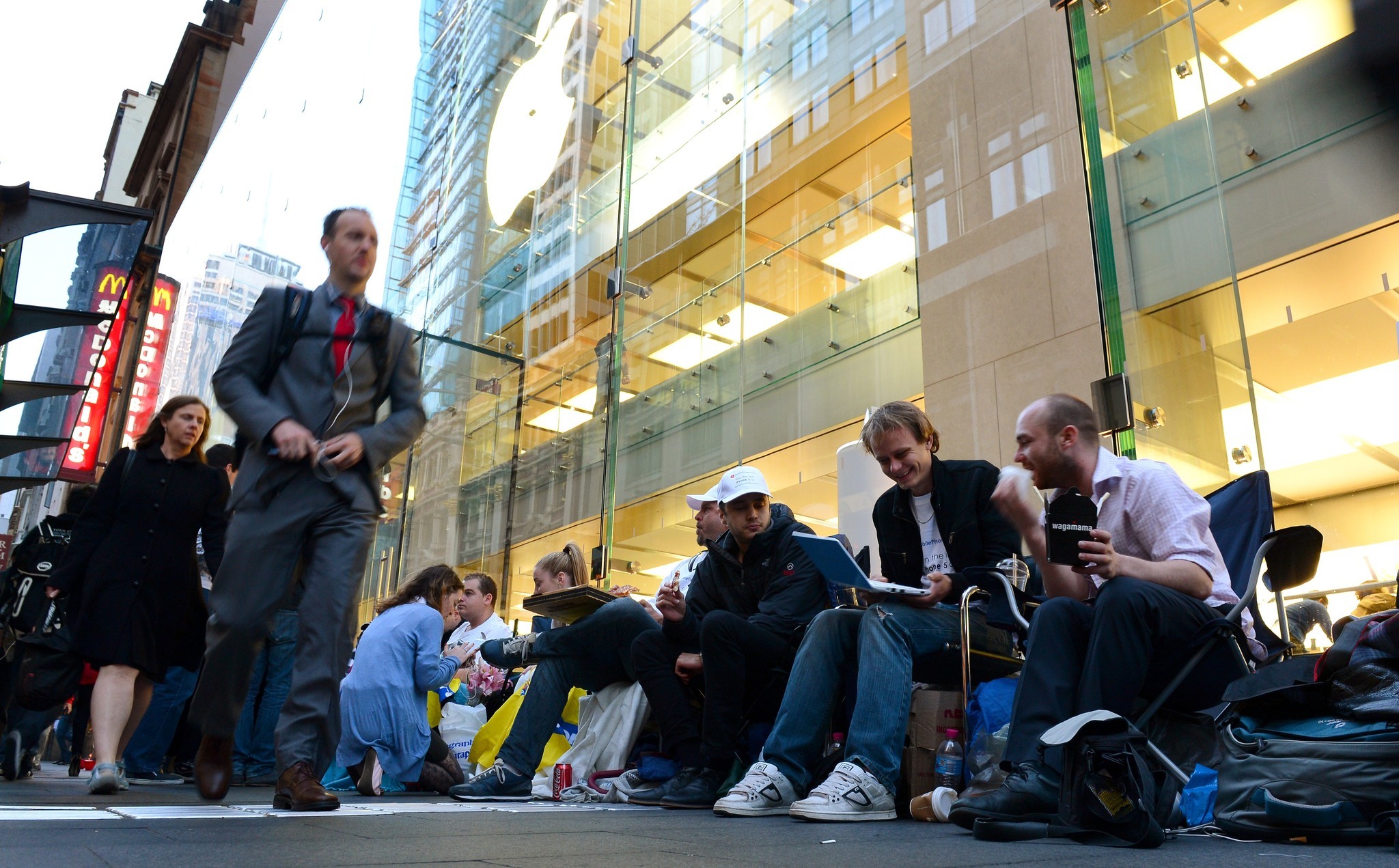 With the biggest change in the iPhone since 2007, it was no surprise that lines for the phone were also the biggest yet. People stood in lines that wrapped around the corner and down for blocks to get the sleek phone that boasted an 8 MP camera with up to 10 hours of web browsing.