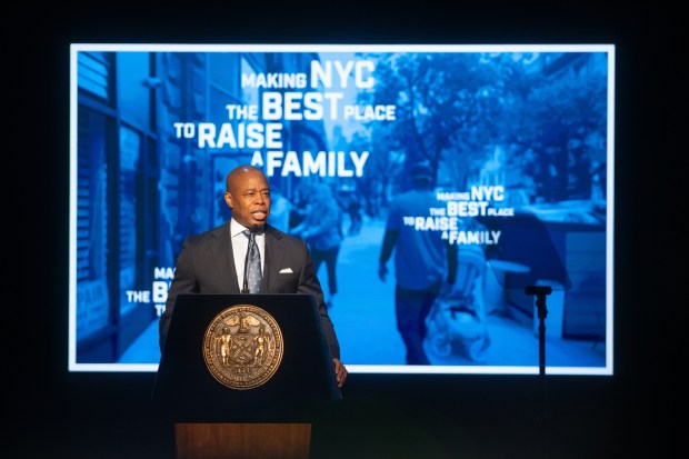 Mayor Eric Adams delivers his State of the City address at the Apollo Theater Thursday, Jan. 9, 2025 in Manhattan, New York. (Barry Williams/ New York Daily News)