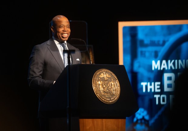 Mayor Eric Adams delivers the state of the city address at the Apollo Theatre Thursday, Jan. 9, 2025 in Manhattan, New York. (Barry Williams/ New York Daily News)