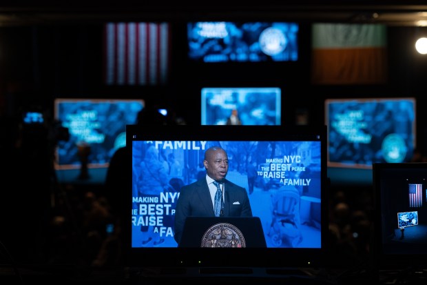 Mayor Eric Adams delivers the state of the city address at the Apollo Theatre Thursday, Jan. 9, 2025 in Manhattan, New York. (Barry Williams/ New York Daily News)